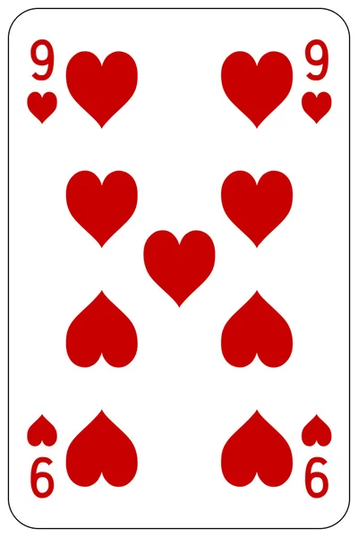 Poker carte à jouer 9 coeur — Image vectorielle