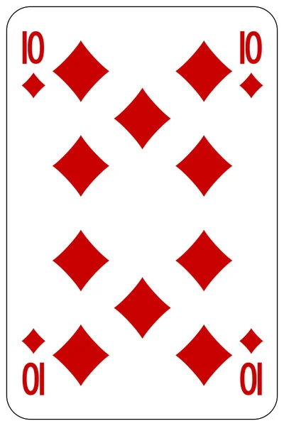 Poker-Spielkarte 10 Diamant — Stockvektor