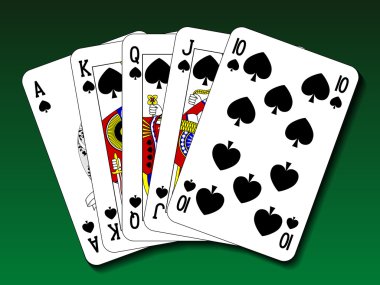 Poker hand - Royal flush spade clipart