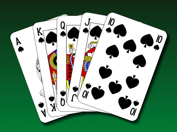 Mano de póquer - Royal Flush Spade — Vector de stock