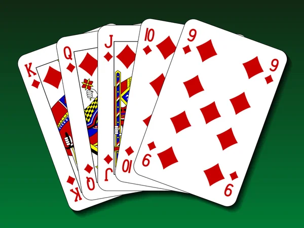 Mano de póquer - Escalera — Vector de stock