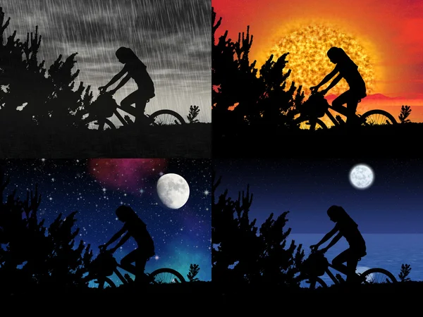 Verzameling van de fiets nacht rider — Stockfoto
