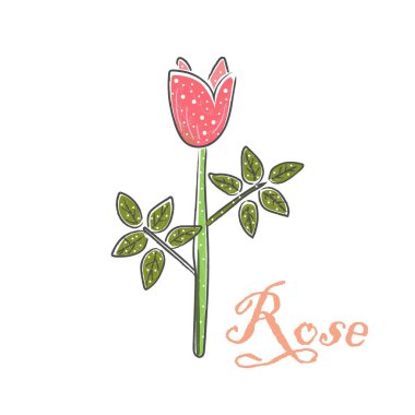 Bir Çiçeğin Şık Simgesi. El yapımı hassas tasarım. İskandinav tarzı. Vektör İllüstrasyonu