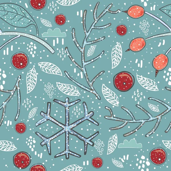 Sömlösa Vintermönster God Jul Textur Vektor Illustration — Stock vektor