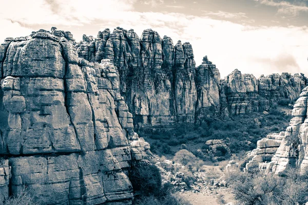 Krasowych skałach w El Torcal, Antequera. Hiszpania. — Zdjęcie stockowe