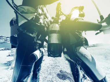 Scuba diving partiye hazırlık.