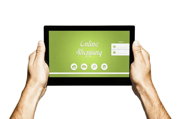 Online alışveriş Web sitesi bir tablet.