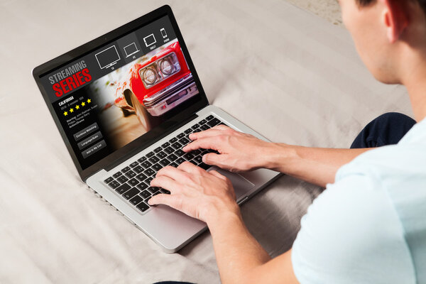 Streaming series service on a laptop computer.