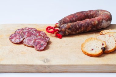 İspanyol chorizo ahşap kartı.