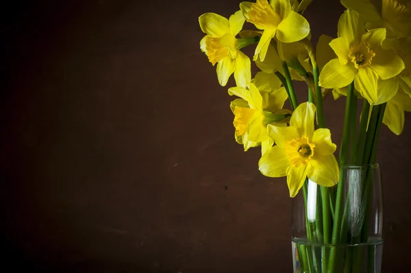 Nature morte avec un bouquet de narcisses jaunes — Photo