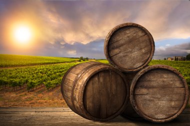 Tuscany, İtalya 'da üzüm bağında kırmızı şarap