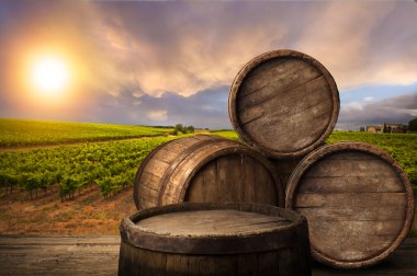 Tuscany, İtalya 'da üzüm bağında kırmızı şarap