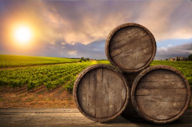 Tuscany, İtalya 'da üzüm bağında kırmızı şarap