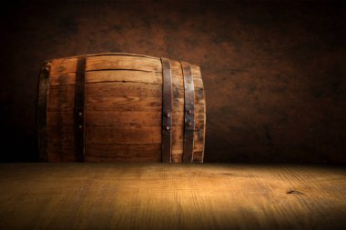 fıçının arka planı ve aşınmış eski ahşap masa