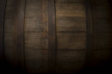 Kahverengi arka planda eski ahşap fıçı