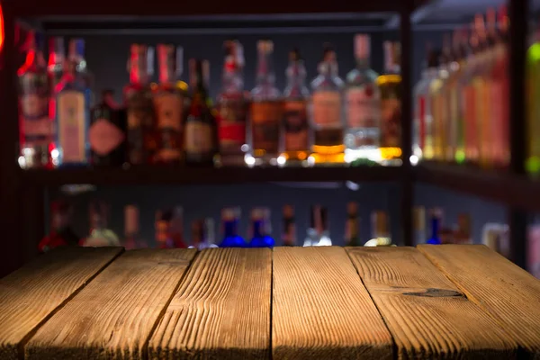 Drewniany Stół Rozmyciu Kawiarni Kawiarni Bar Tło Może Służyć Wyświetlania — Zdjęcie stockowe