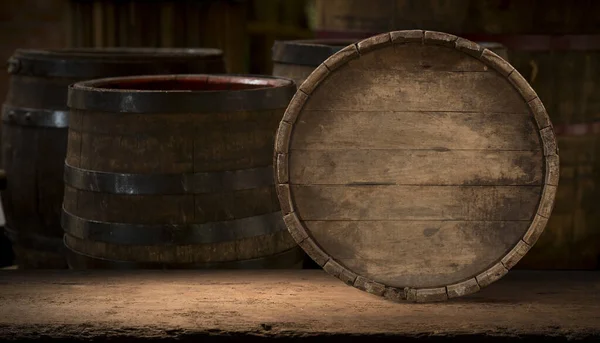 Oude Houten Barel Van Bier Wijnstok Whisky Brandewijn Cognac — Stockfoto