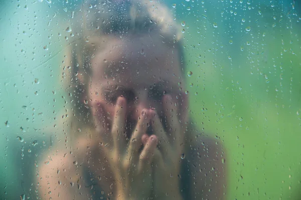 Crises Panique Jeune Fille Triste Peur Stressant Déprimé Émotional Crying — Photo