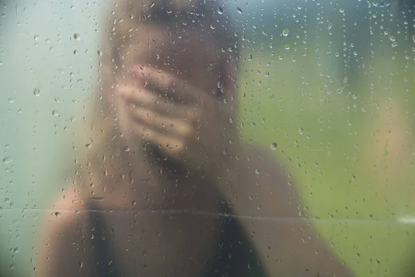 Ataques Pánico Chica Joven Triste Miedo Estresante Deprimido Emotional Crying —  Fotos de Stock