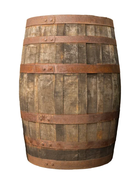 Wooden Barrel Wine Steel Ring Clipping Path Included Stock Photo