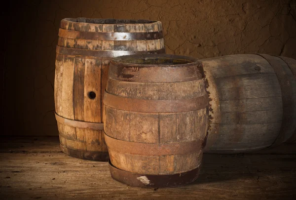 Barrel for wine and beer in the basement — Stock Photo, Image
