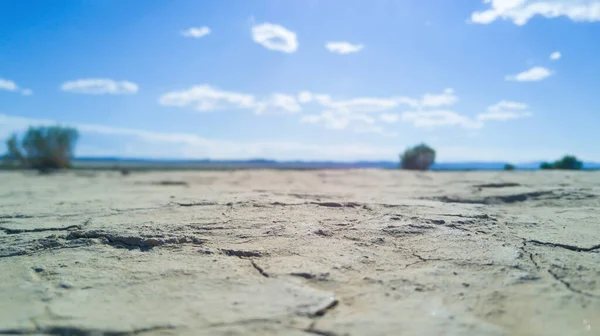 Desierto tierra seca primer plano disparado desde el suelo — Foto de Stock