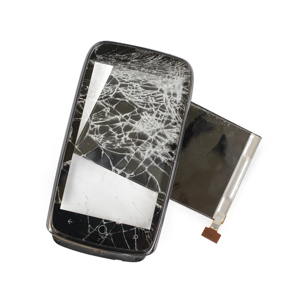 Broken phone black — Stock Photo, Image