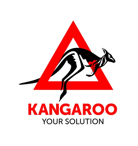 Caution kangaroo logo — Stock Vector