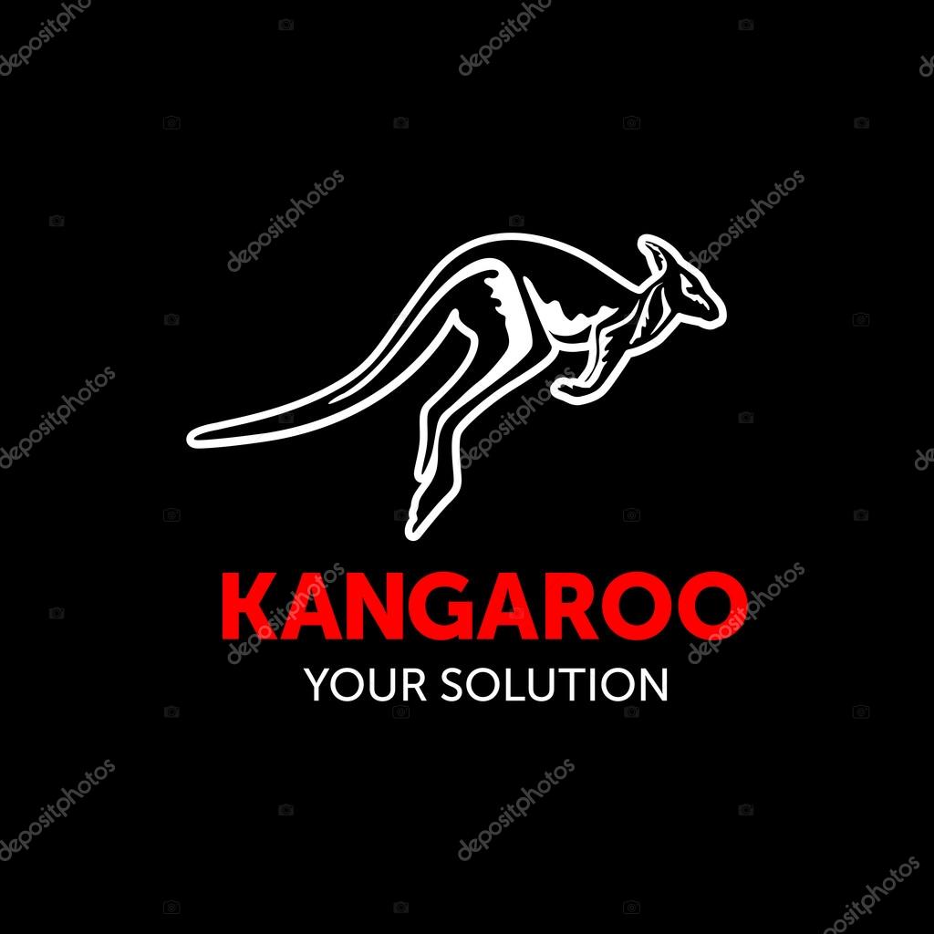On a black background jumping kangaroo vector, kangaroo illustration vector kangaroo kangaroo image kangaroo icon, sticker kangaroo, kangaroo banner, kangaroo background