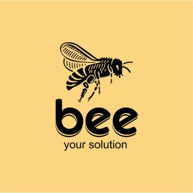 Arı uçan sarı bir arka plan üzerinde