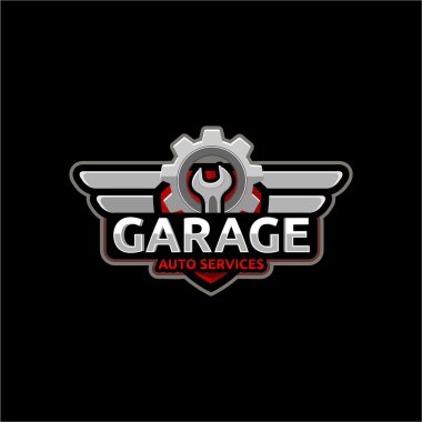 İngiliz anahtarı ve dişli bir kırmızı arka plan kalkan