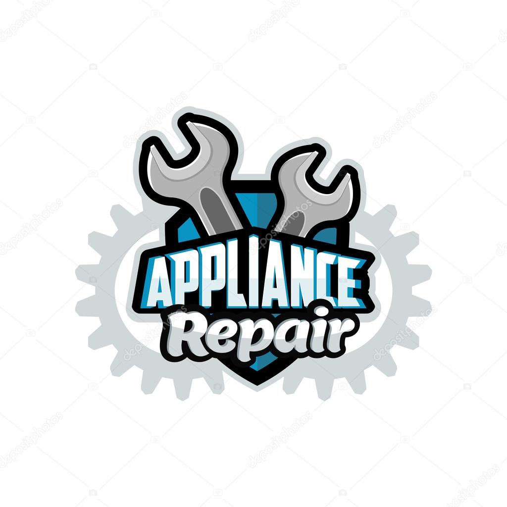 Repair appliances logo blue, vector, illustration, background, banner, poster, symbol, badge
