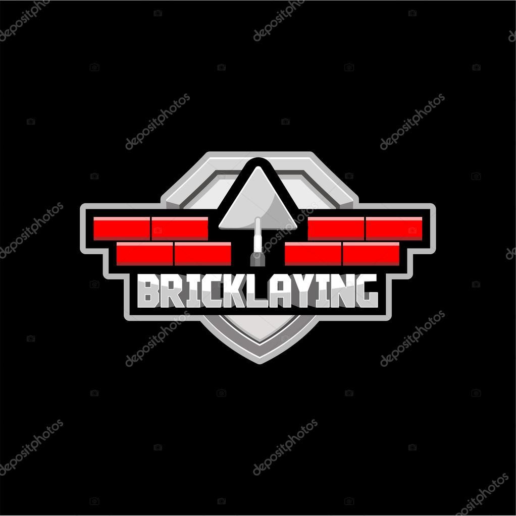 Bricklaying logo for a construction company or brigade, vector