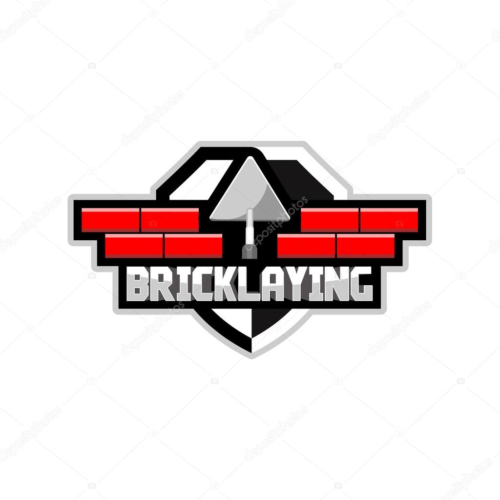 The logo of the company which is engaged in laying brick, vector