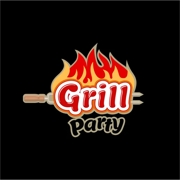 Logo grill party czarny — Wektor stockowy