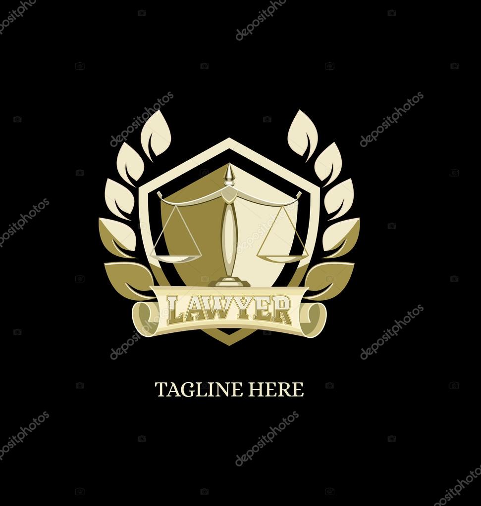 Gold lawyer logo, vector