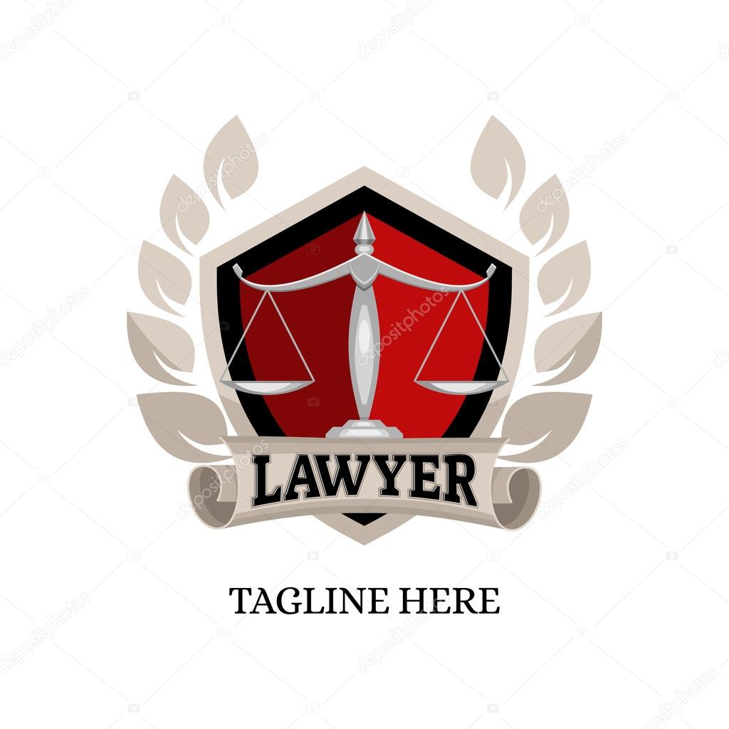 Logo lawyer with scales, vector