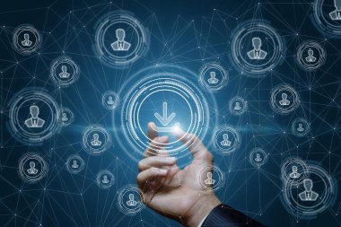 El, kullanıcı ağı bağlantılarının arka planında indirme simgesini gösterir.