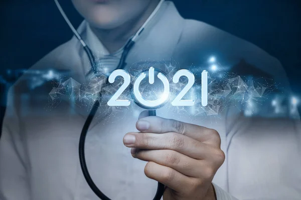 Das Neujahrskonzept 2021 Der Medizin — Stockfoto