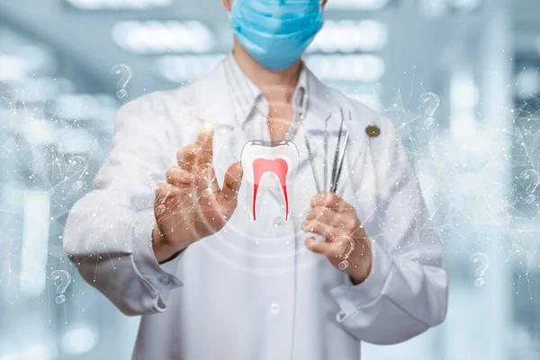 Diagnostica Dentale Concetto Trattamento Medico Clic Modello Dente Uno Sfondo — Foto Stock