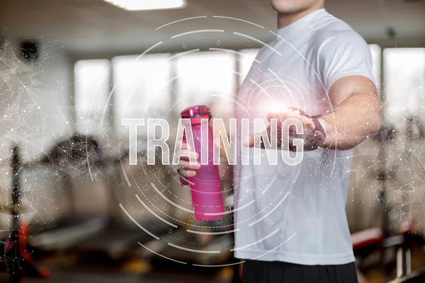 Comience Concepto Entrenamiento Hombre Fitness Hace Clic Palabra Entrenamiento — Foto de Stock