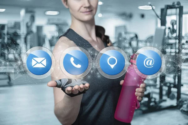 Concept of contact details of a fitness club or gym.