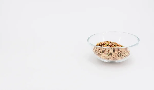 Fitness Muesli Clear Glass Container — Stock Photo, Image