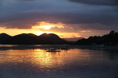 gün batımı deniz Filipinler balıkçılar