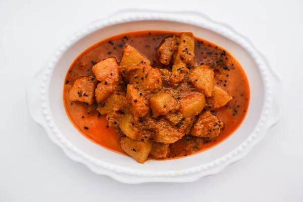 Curry Abóbora Indiana Também Conhecido Como Kaddu Sabzi Deliciosa Abóbora — Fotografia de Stock