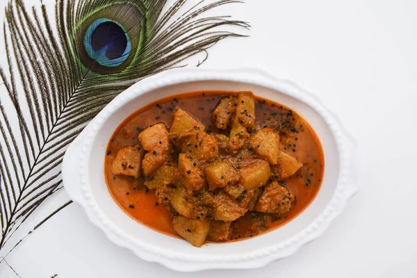 Curry Abóbora Indiana Também Conhecido Como Kaddu Sabzi Deliciosa Abóbora — Fotografia de Stock