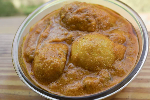 Népszerű Pandzsábi Észak Indiai Oldalsó Étel Dum Aloo Mártással Indiai — Stock Fotó