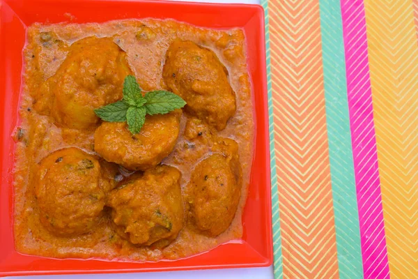 Beliebte Punjabi Nordindische Beilage Dum Aloo Mit Soße Indisches Essen — Stockfoto