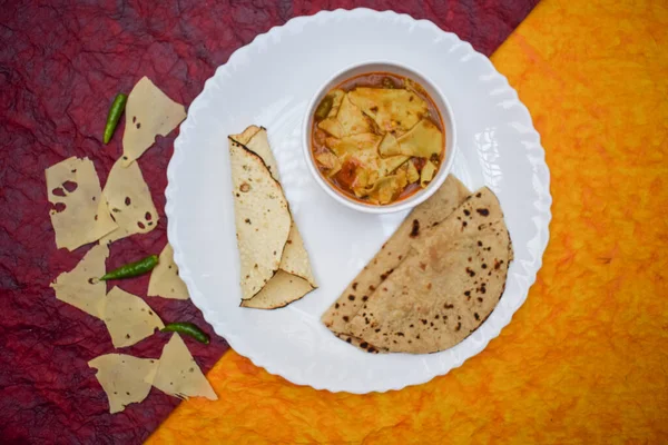 Papad Sabji Een Noord West Indische Keuken Gerecht Uit Rajasthani — Stockfoto