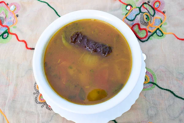 Lekkere Ugadi Speciale Traditonele Telangana Andhra Schotel Genaamd Kattu Charu — Stockfoto